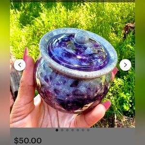 Amathyst Crystals Glass Art Jar